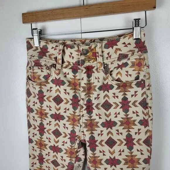 NWOT Free People We The Wild Child Printed Skinny Jeans Raw Hem | Size 25 - Picture 9 of 15